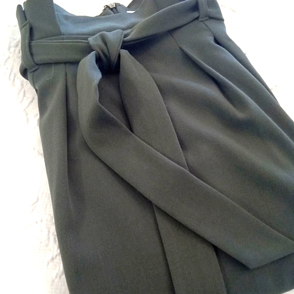 Ricki's Women's Olive Green Paperbag Style Pencil Skirt w Side Pockets & Belt 4